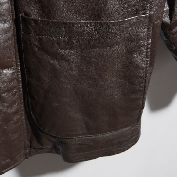 VTG Phase Two Brown‎ Leather Jacket Pockets Removable Lining Retro Mens M Zip - Picture 10 of 11